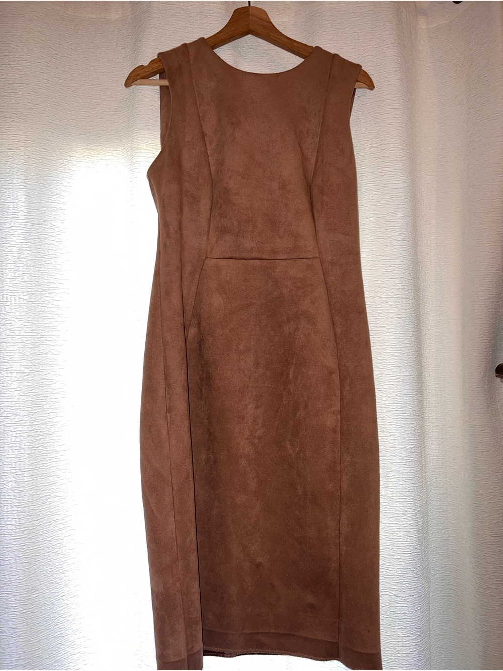 Sleeveless Brown Suede Dress